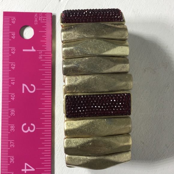 Vintage Gold Red Slate Bead Stretchable Bracelet - Picture 3 of 8